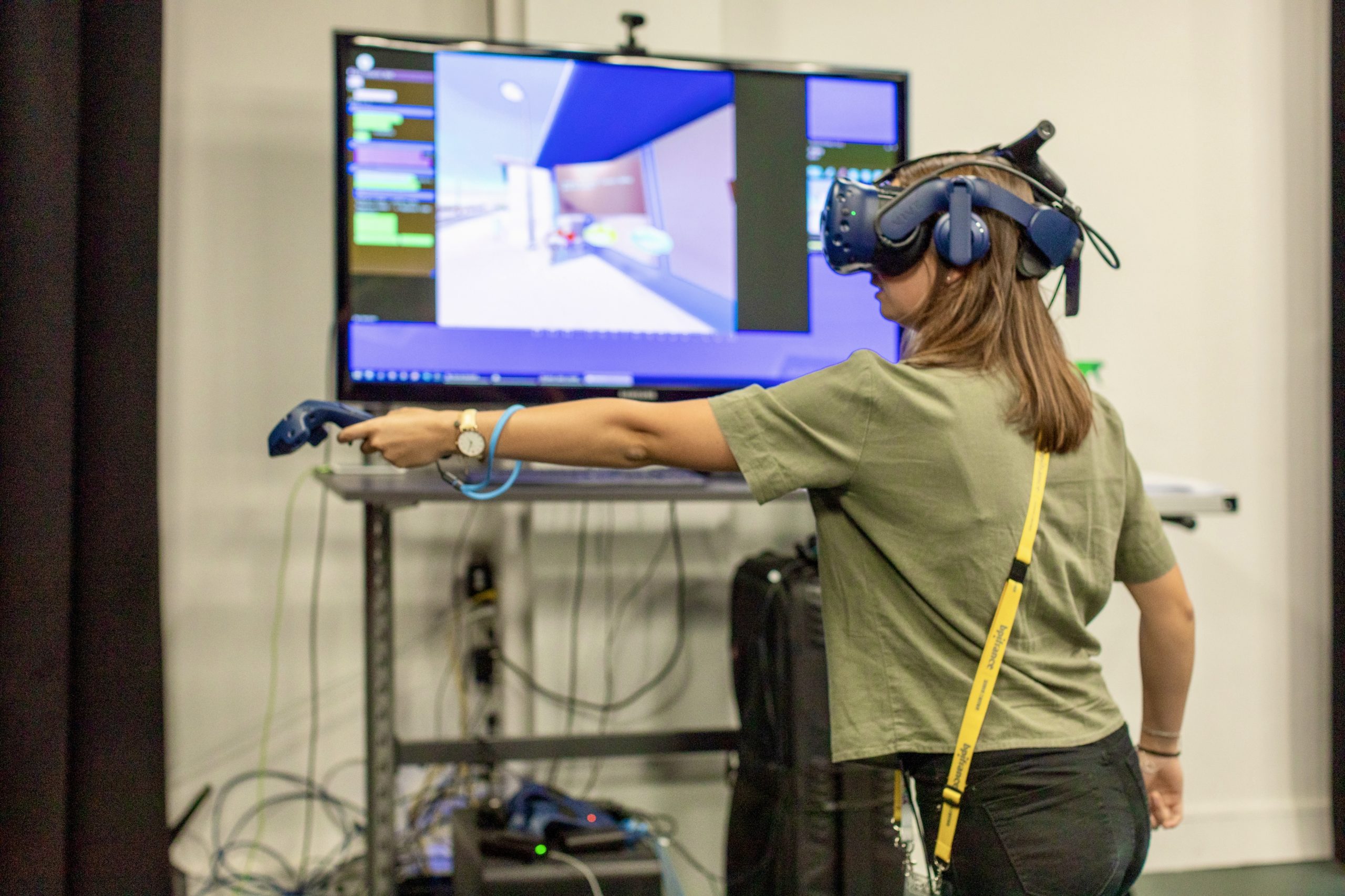 Participante à une étude en réalité virtuelle